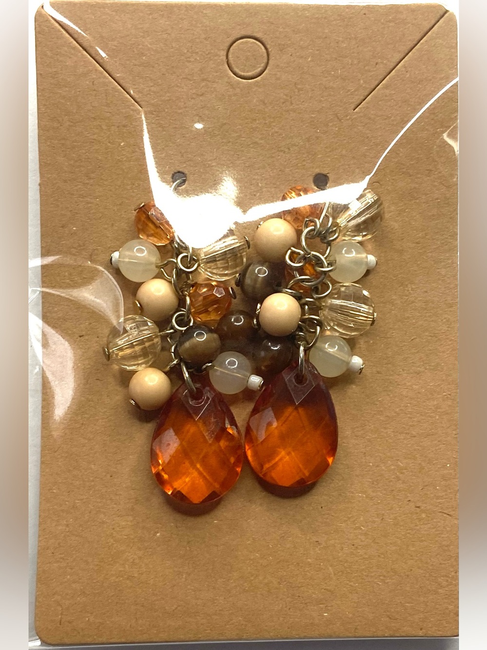 Amber Teardrop Cluster Earrings - Unbranded